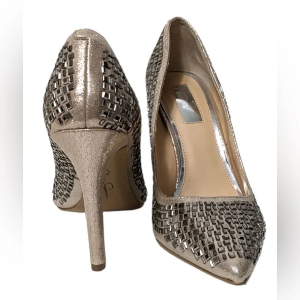 Jessica Simpson Claya Metal Pump Gold Pewter 8.5